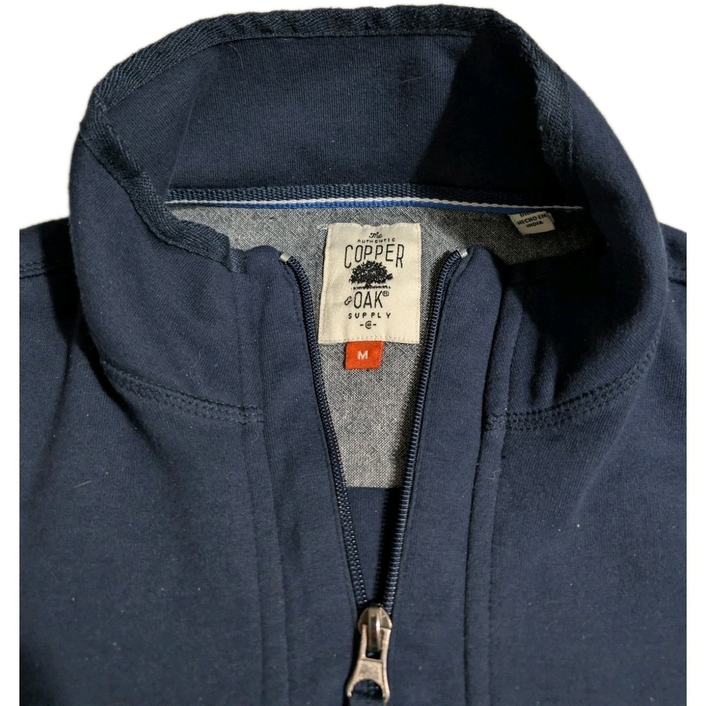 Copper & Oak 1/4 Zip Pullover Mens M Navy Fleece Casual Sweatshirt‎ - Picture 5 of 10